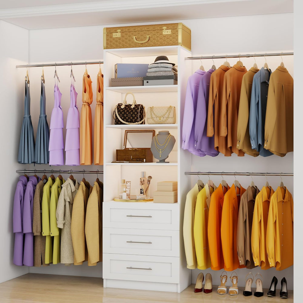 Closet System,5FT-9FT Closet Organizer with 3 Drawers