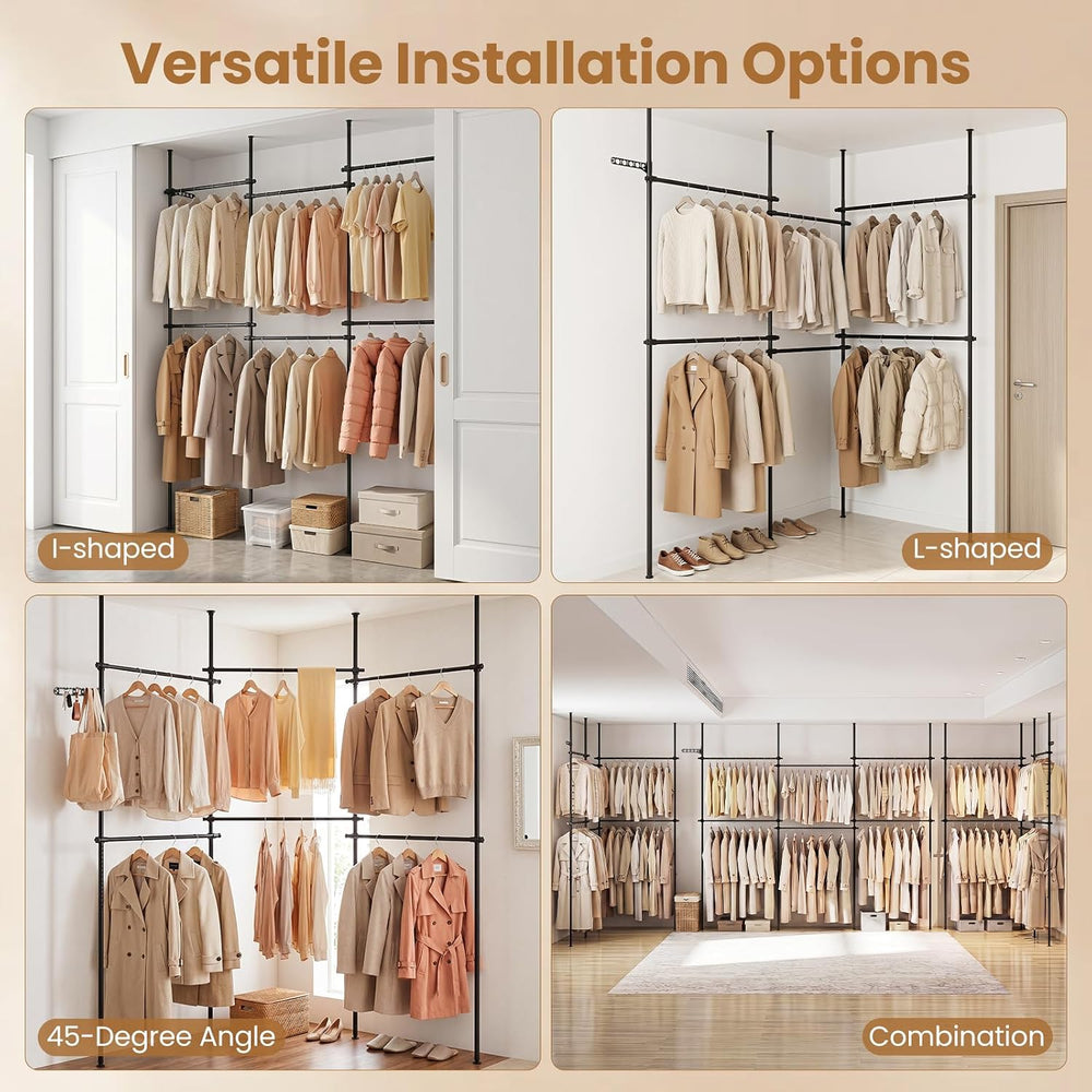 GIANTEX Floor to Ceiling Clothes Rack, Heavy Duty Garment Rack Adjustable