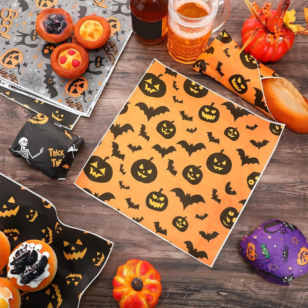 Reallnaive 300 Pcs Halloween Theme Wax Paper Sheets for Food 12 x 12 Inch