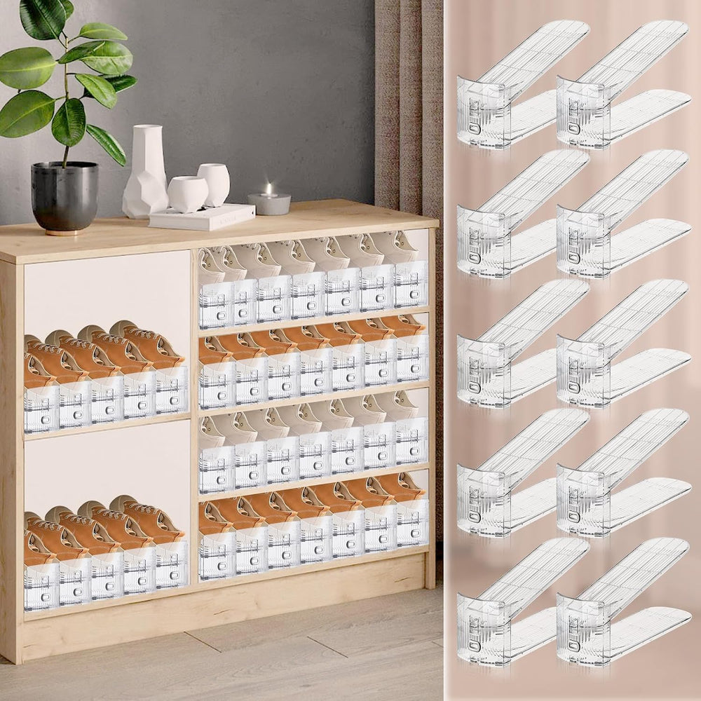 FENRUNXU Shoe Slots Organizer for Closet,24 Pack Shoe Stacker Shoe Rack Organ...