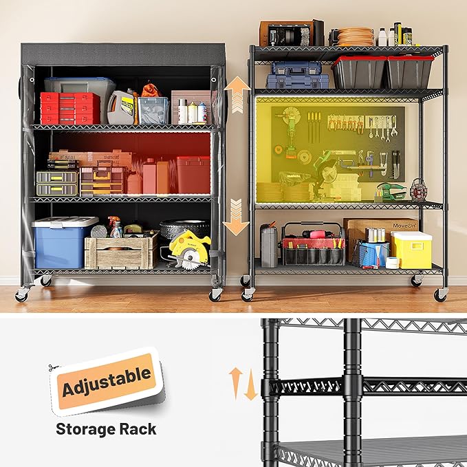 REIBII 4-Tier Storage Shelves Wire Shelving Unit