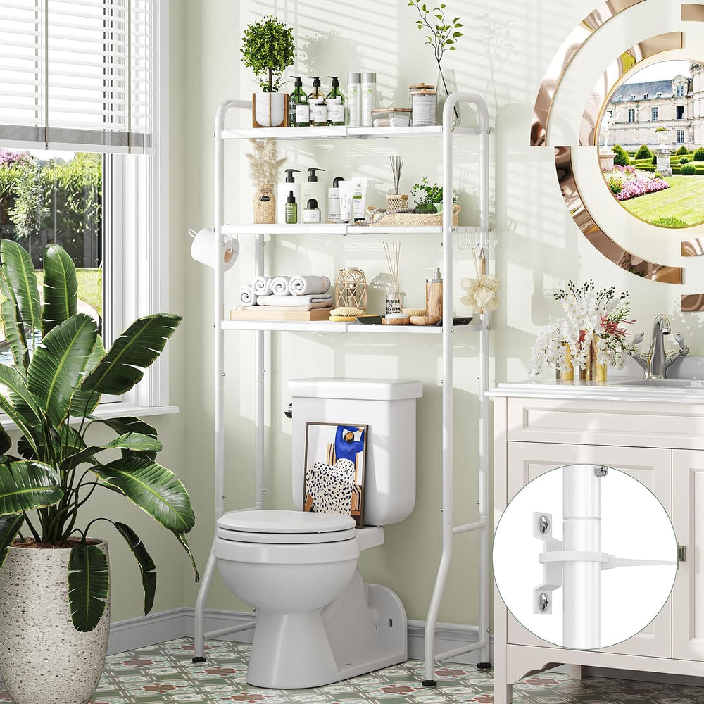 Simple Trending Expandable Over The Toilet Storage Rack, Metal 3 Tier Bathroo...