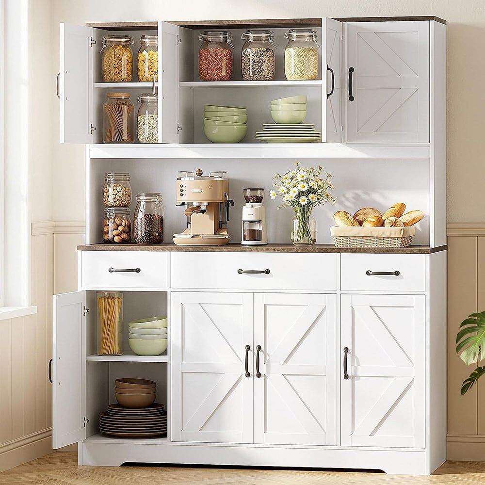 71"H Kitchen Pantry Storage Cabinet, 55" W Kitchen Hutch Cabinet
