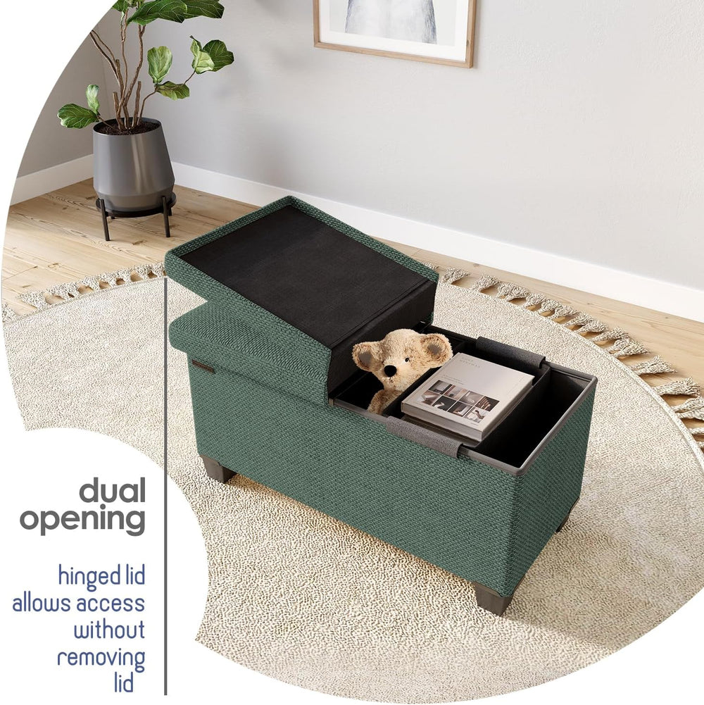 Storage Ottoman Bench with Bins, 30-in Storage Bench for Bedroom End of Bed, ...