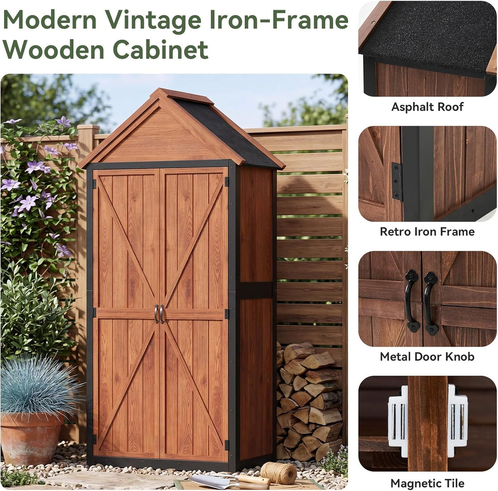 Aoxun Solid Wood Outdoor Cabinet 2.3'x1.3' with Asphalt Roof & Floor