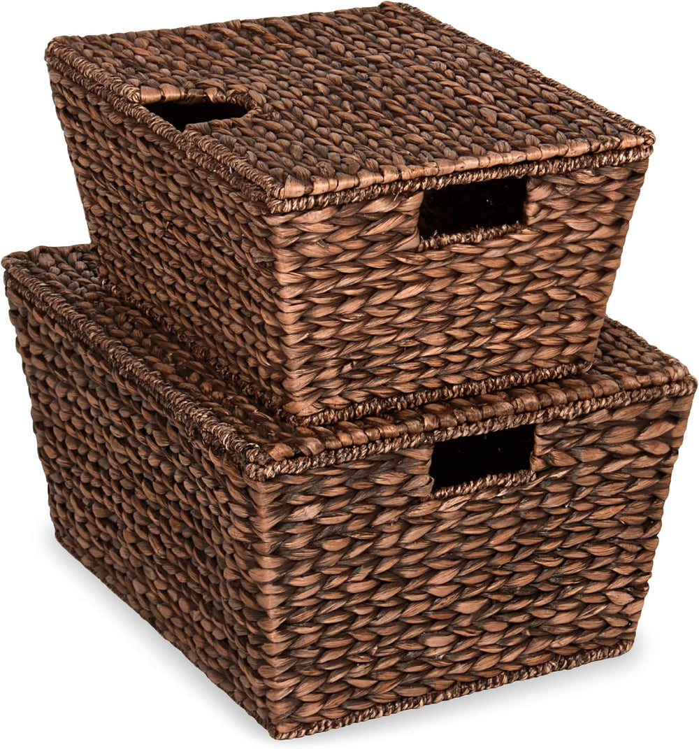 Best Choice Products Set of 2 X-Large & Medium Woven Storage Baskets W/Li...