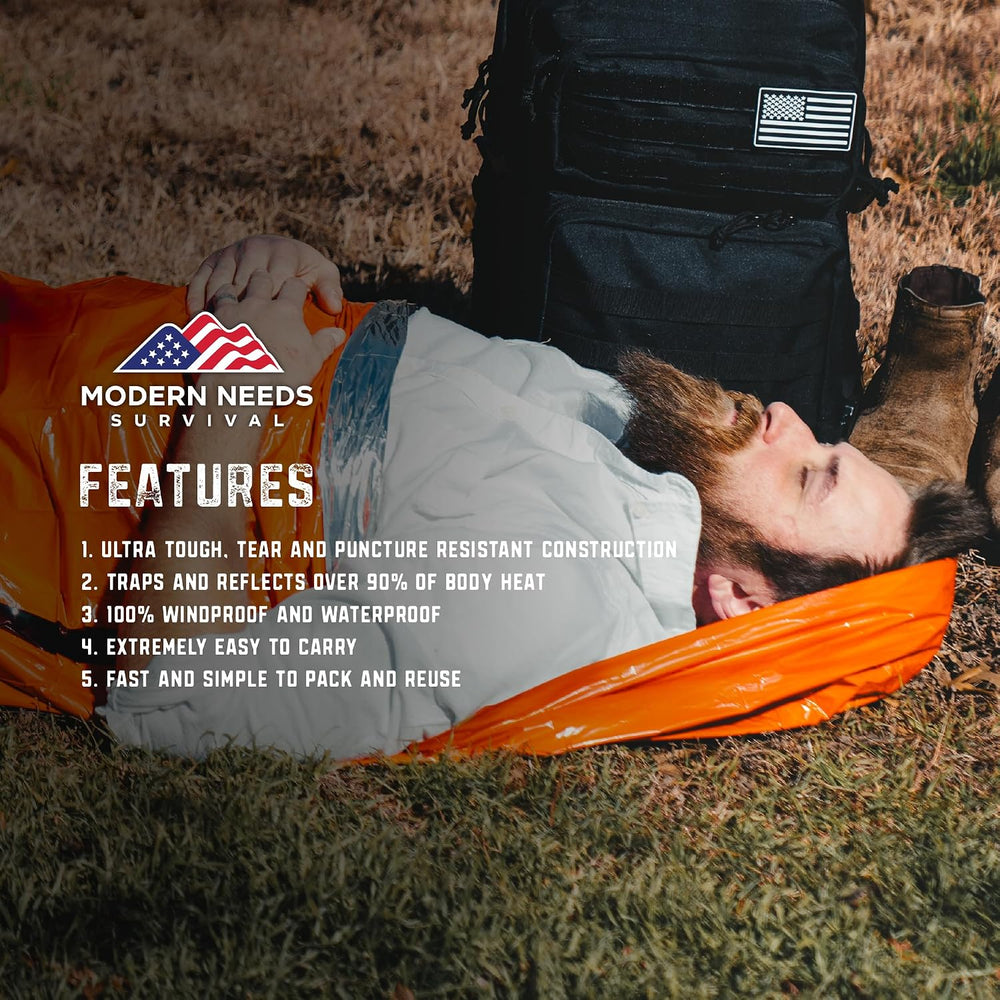 MODERN NEEDS Emergency Sleeping Bag Survival | Emergency Blanket, Bivy Sack &...