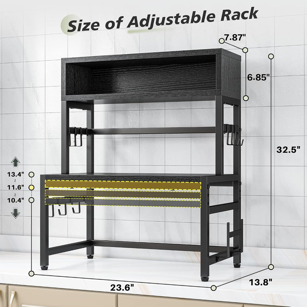 EnHomee 4-Tier Microwave Stand Countertop, Microwave Shelf With Storage