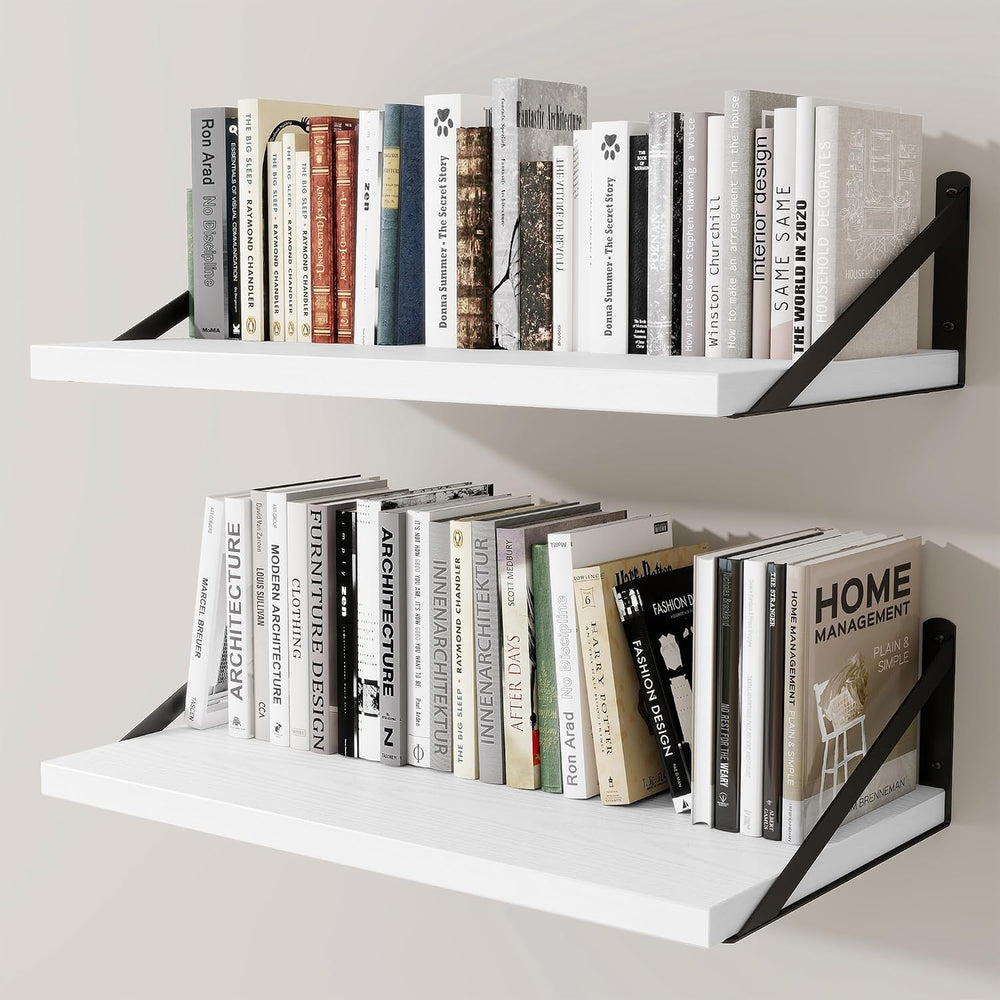 Deep Wall Shelves 24"W x 12"D Engineered Wood Floating Shelves for ...