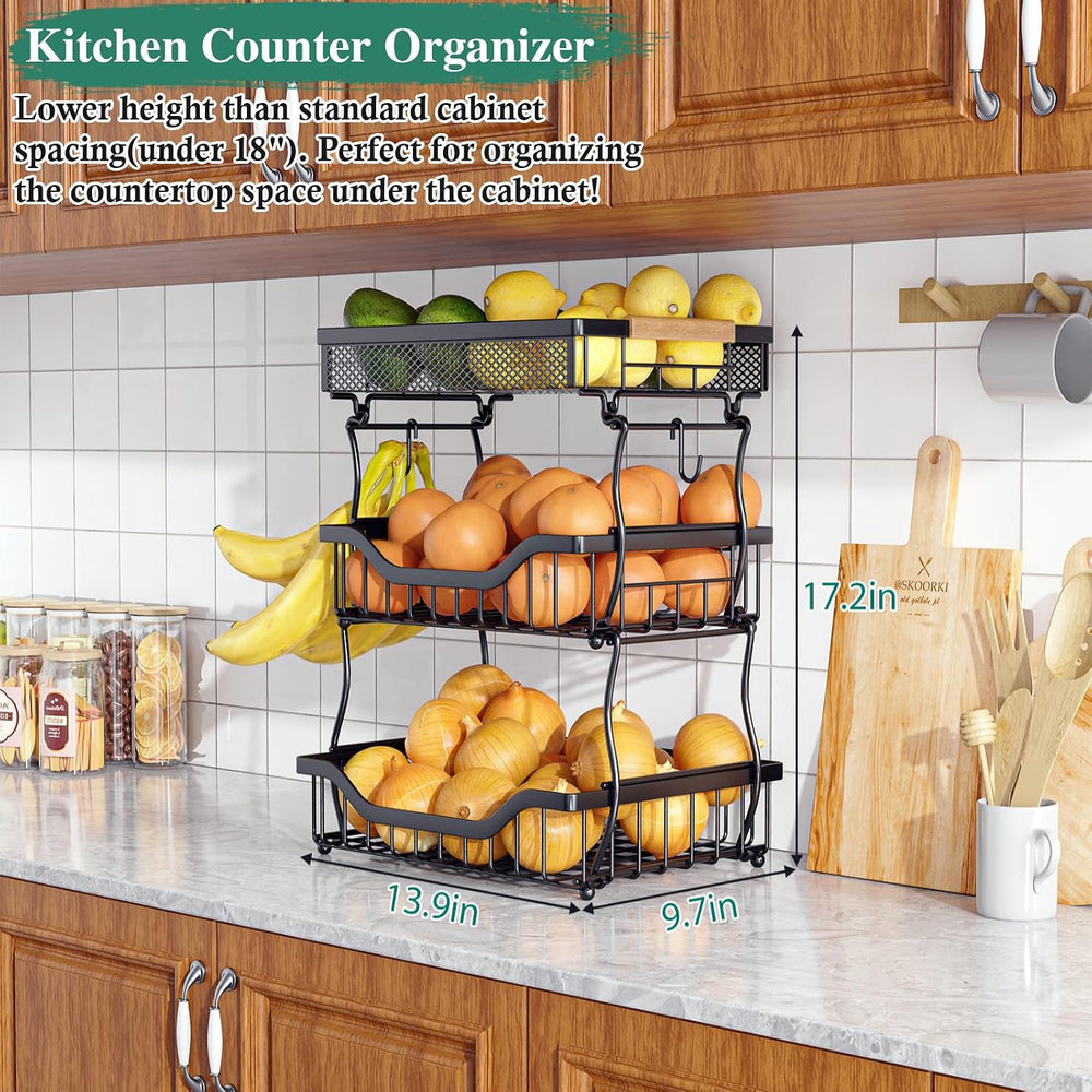 3-Tier Fruit Basket Fits Under Standard Upper Cabinet, 17.2" H