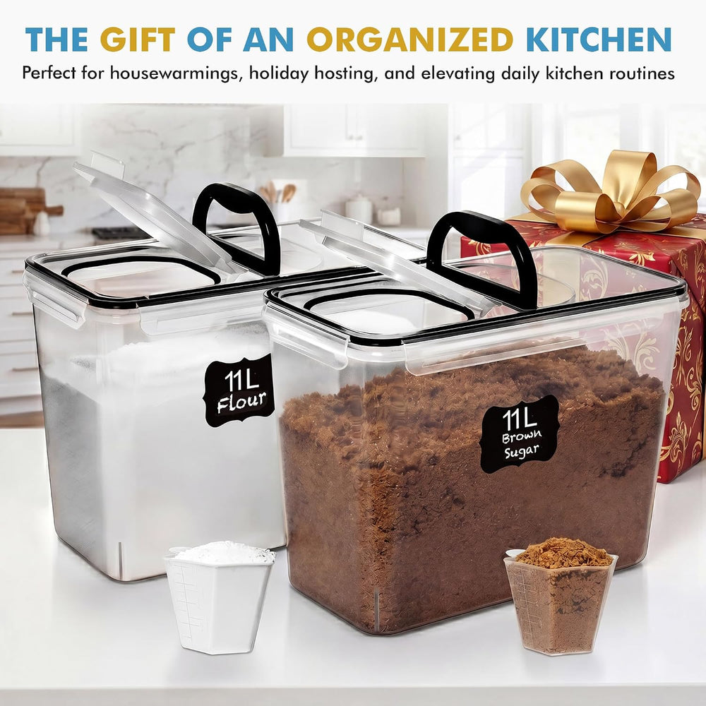 Shazo 2 PC (11L | 372 oz) Flour Sugar Storage Containers with Spout Lid &...