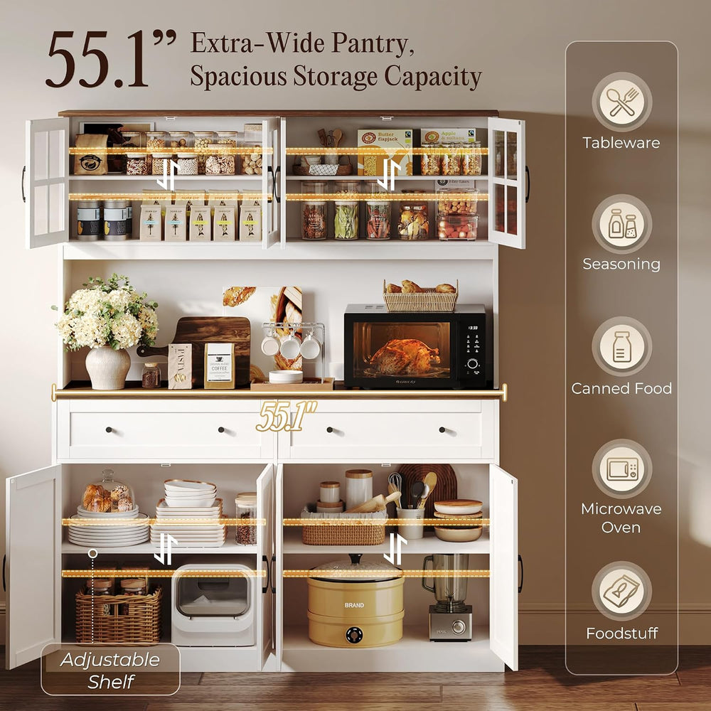 71''H x 55.1''W Pantry Cabinet with Charging Station, 4 Wide ...