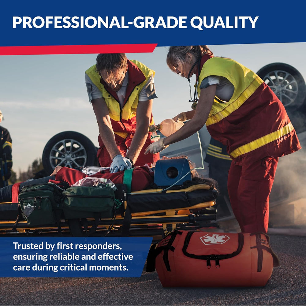 Fully Stocked Trauma First Aid Kit – First Responder II Bag with Tools, Gauze...