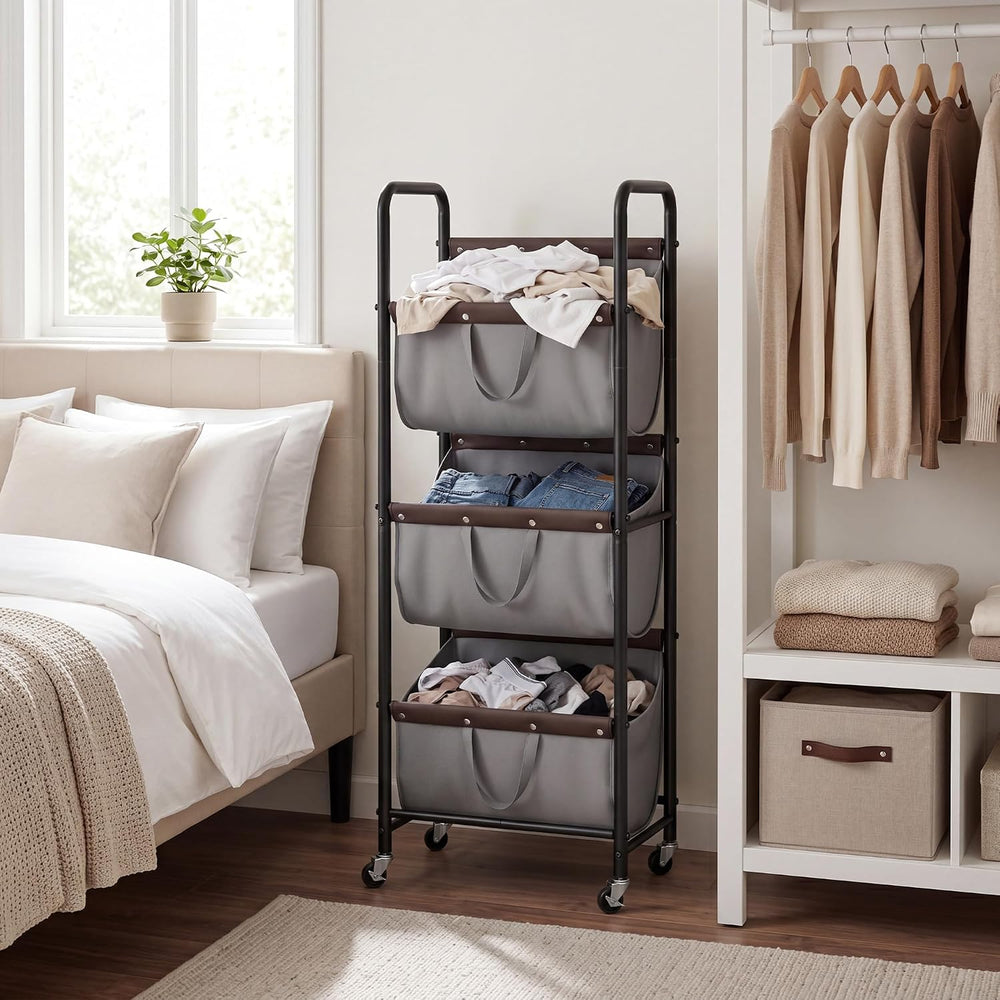 GRANNY SAYS 3 Tiered Laundry Sorter, Narrow Hamper Cart with Wheels