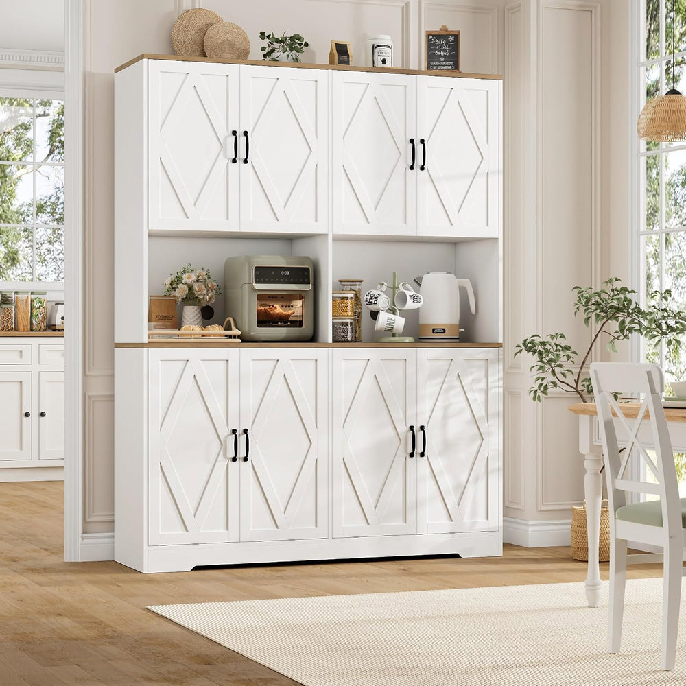 HOSTACK 55" W Pantry Cabinet, 71" Tall Kitchen Hutch Storage Cabine...