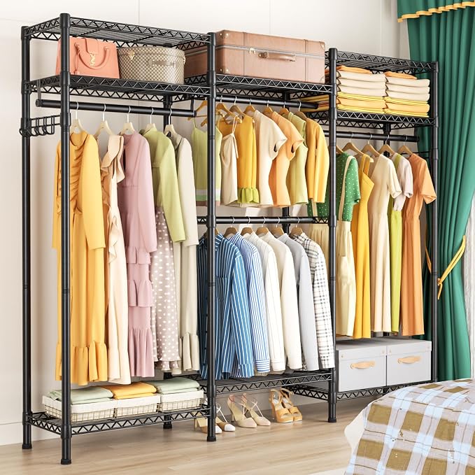 Heavy Duty Garment Rack Large Clothes Rack, Freestanding Closet Portable