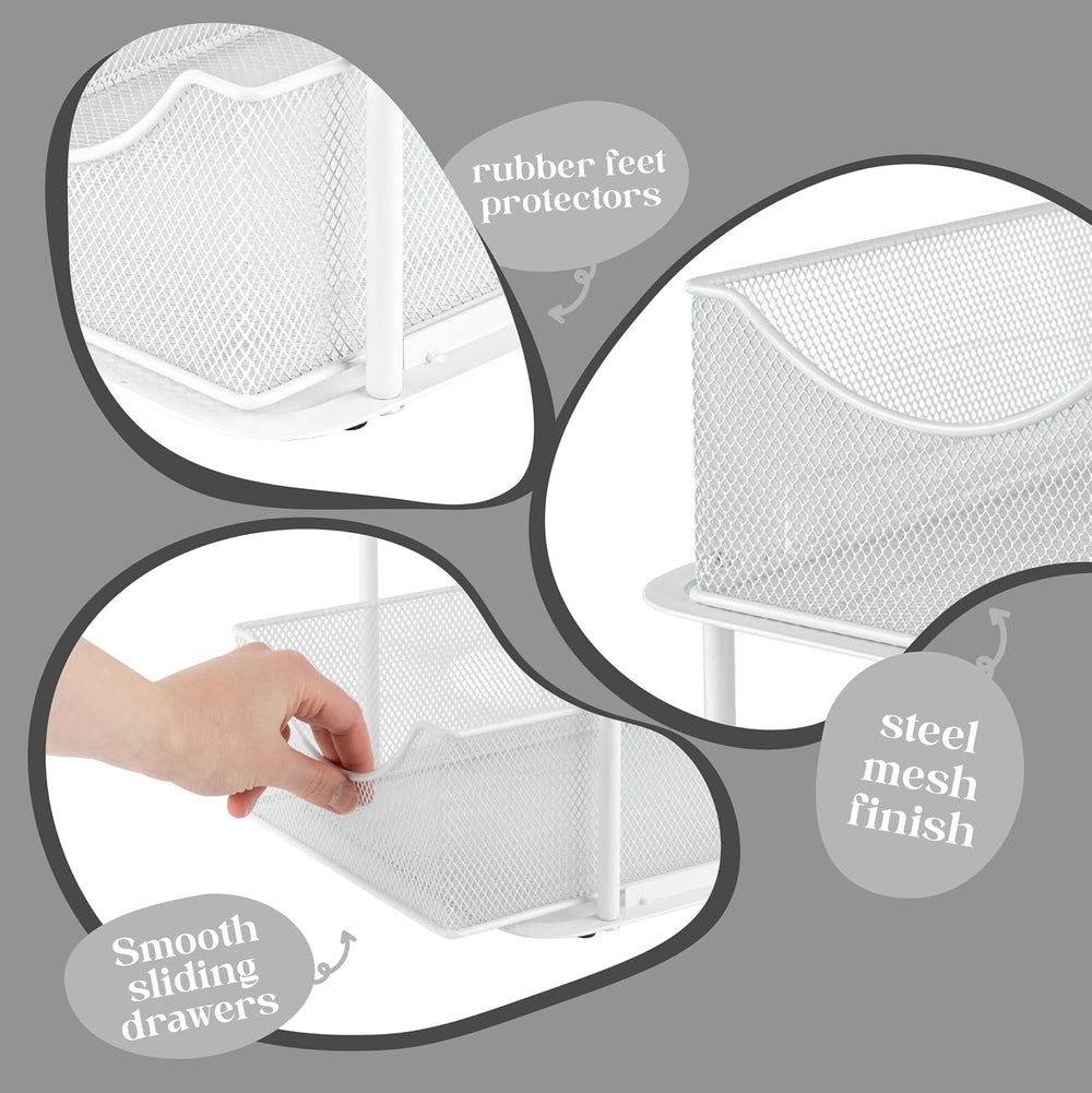 Sorbus Pull-Out Under Sink Organizer, Mesh Construction (White, 1 Pack)