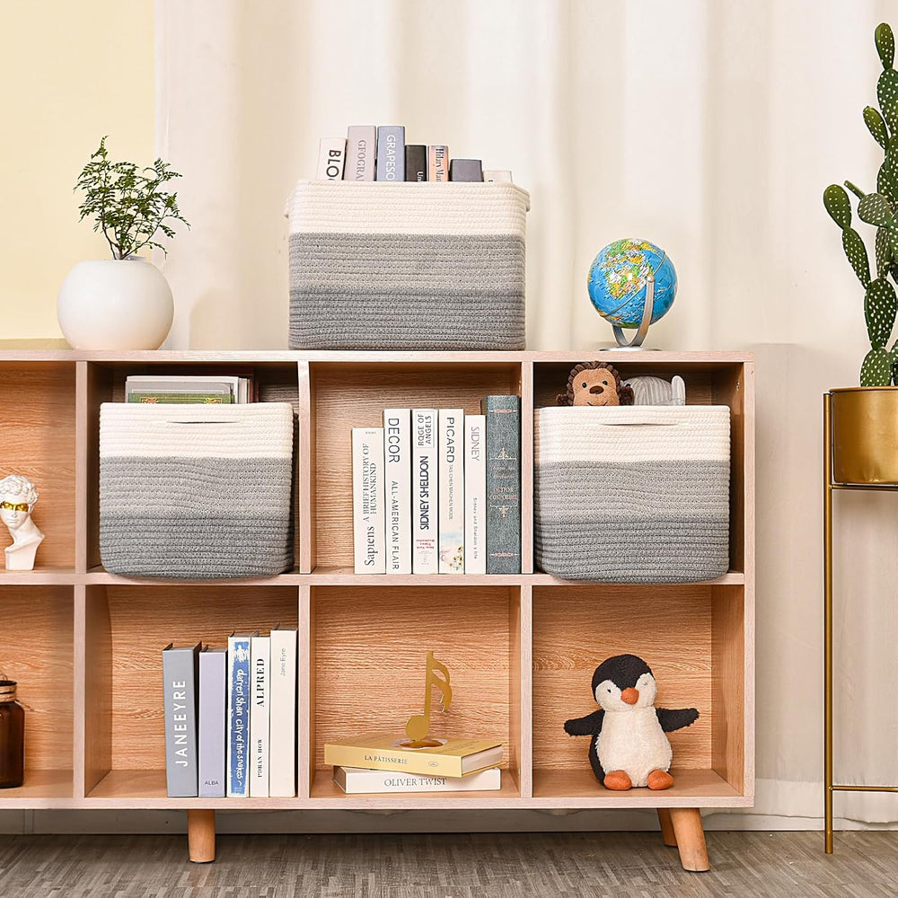Storage Baskets for Organizing Shelves 15x11x9.5 Gradient Grey
