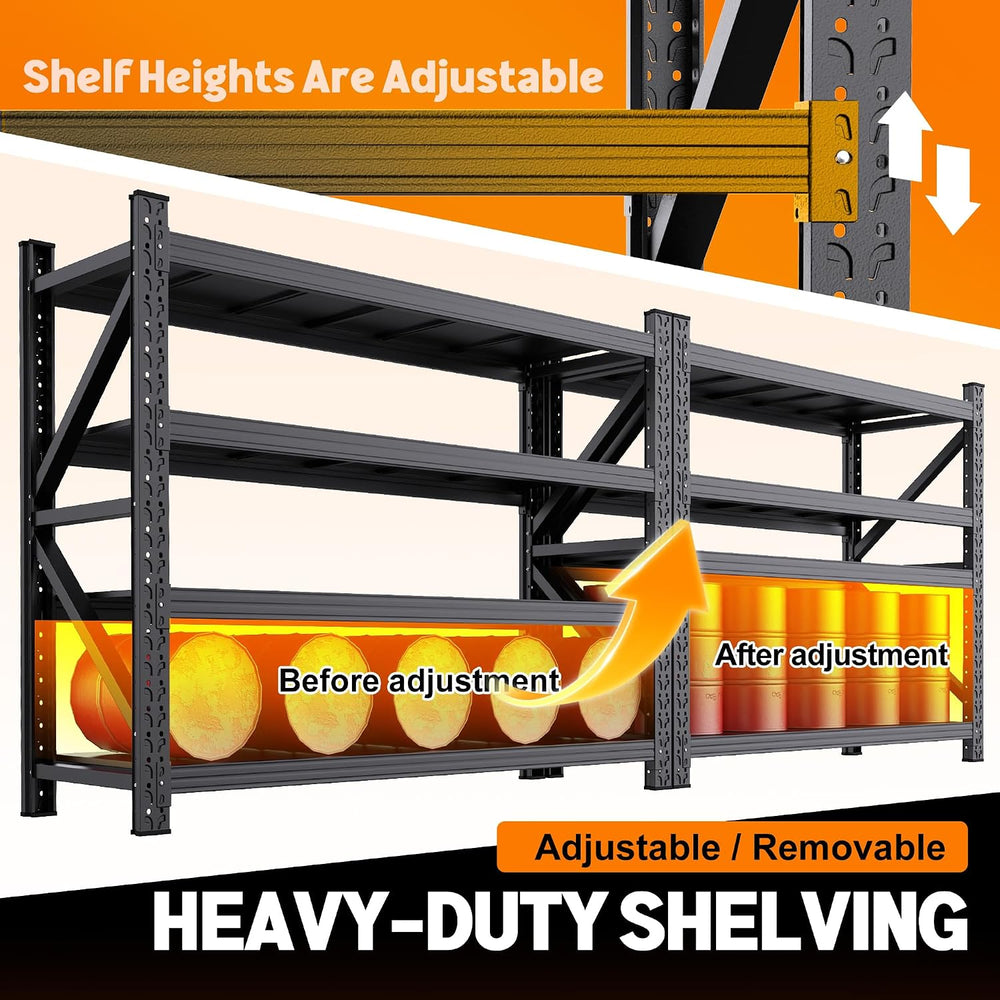59" W Metal Storage Shelves,3 Tier Adjustable Heavy Duty Garage Shelving...