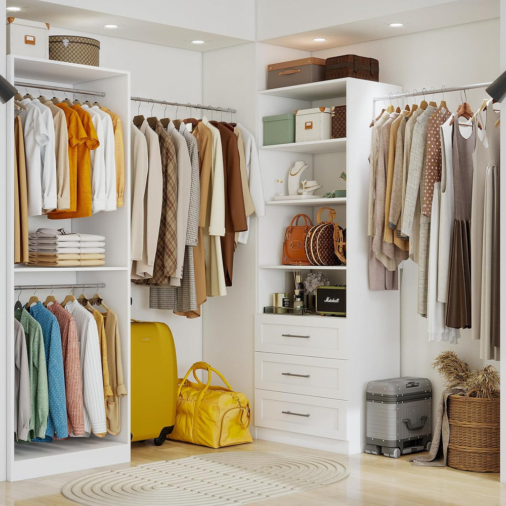 Closet Organizer System Of 4 Sets with 6 Drawers, 8 Shelves, 8 Hanging Rods, ...