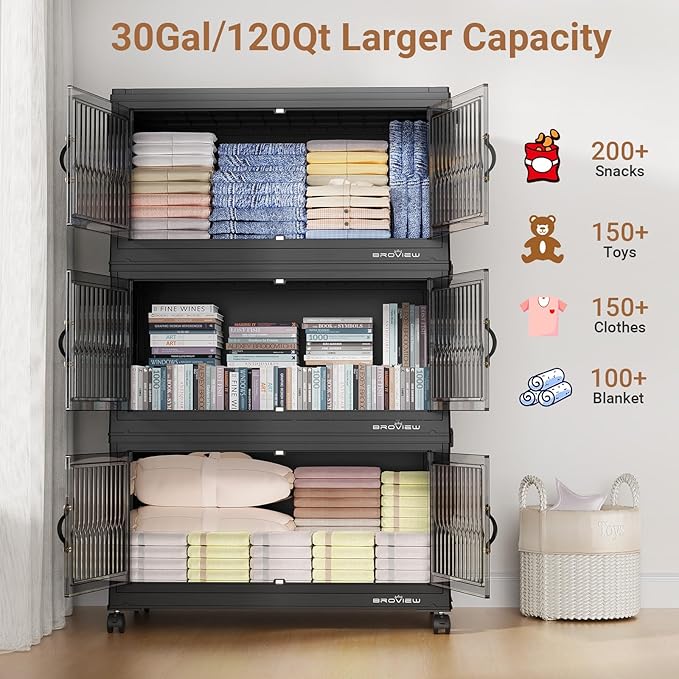 BROVIEW 600Qt Stackable Storage Bins (5Pack)