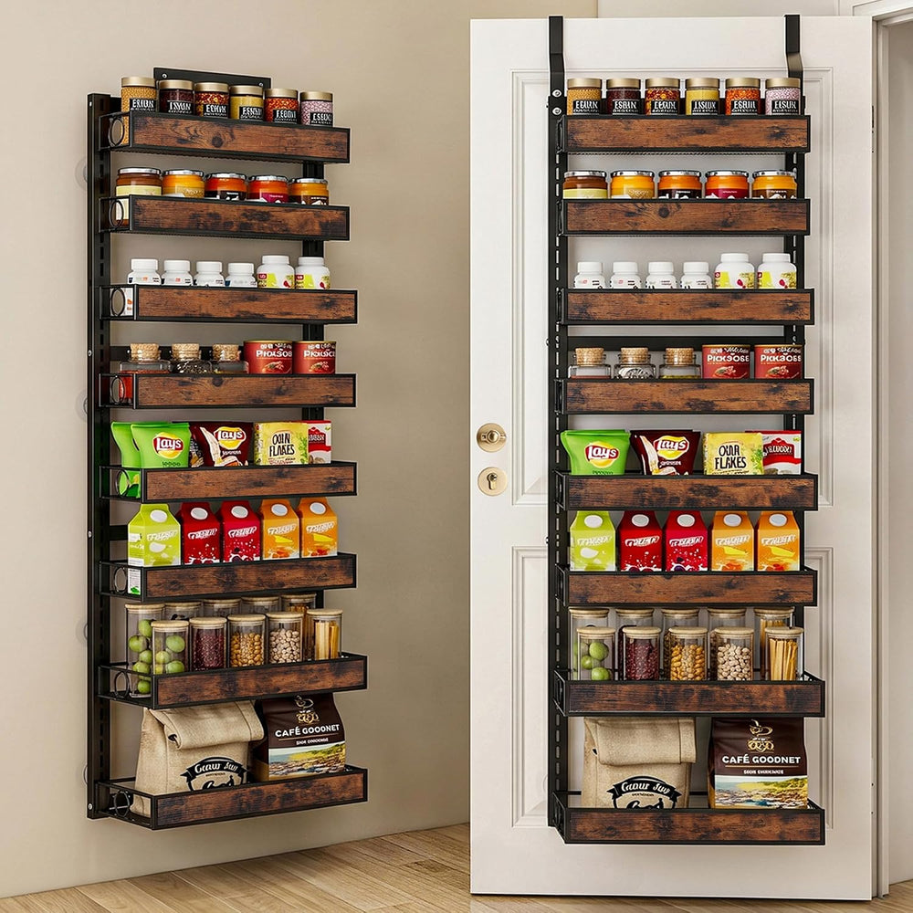 8 Tier Over The Door Pantry Orangizer 2 IN 1 Wall Mounted or Hanging Spice Ra...