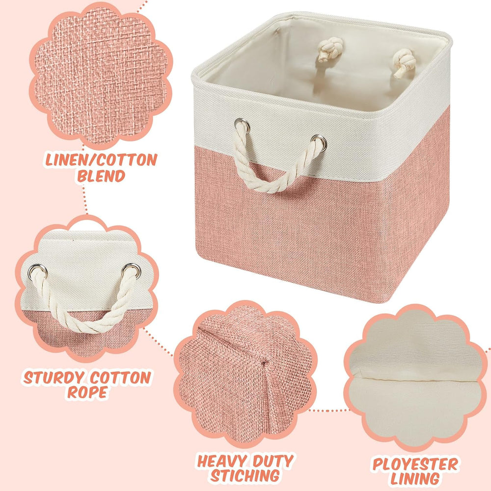 6 Pack 13x13 Inch Cube Storage Bins Fabric Square Cube Basket, Dark Morandi