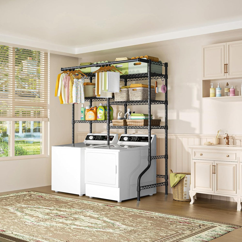 U13 Medium Over Washer and Dryer Storage Shelves, 6 Tiers Laundry Rack