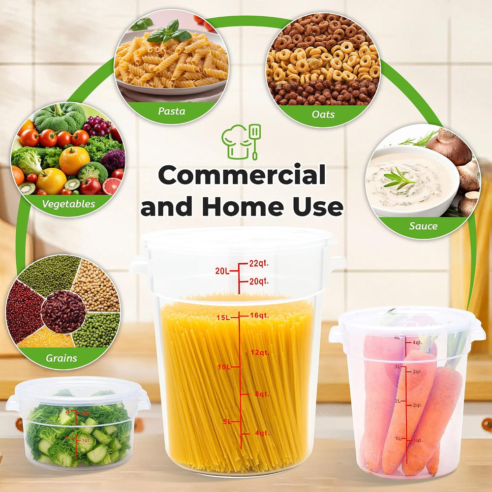 BIEAMA 4 Pack 8 Qt Round Food Storage Containers with Lids, Translucent PP