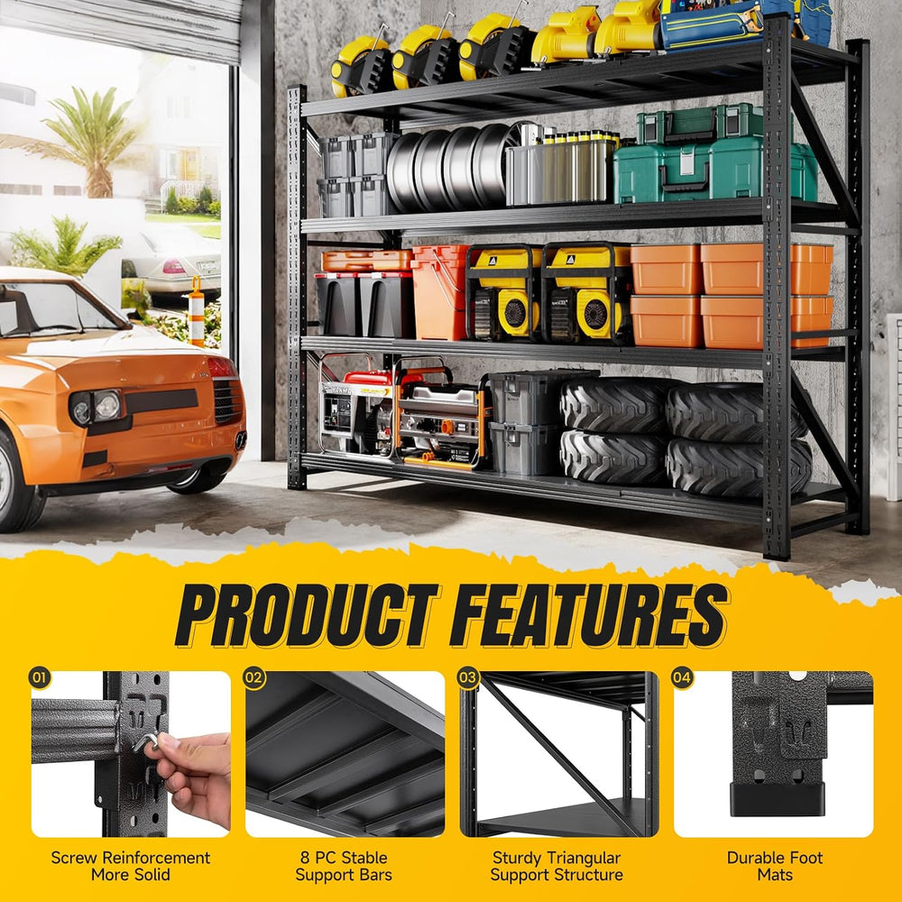 MIIIKO 79" W Garage Storage Shelving Unit,6000LBS Heavy Duty Metal Garag...