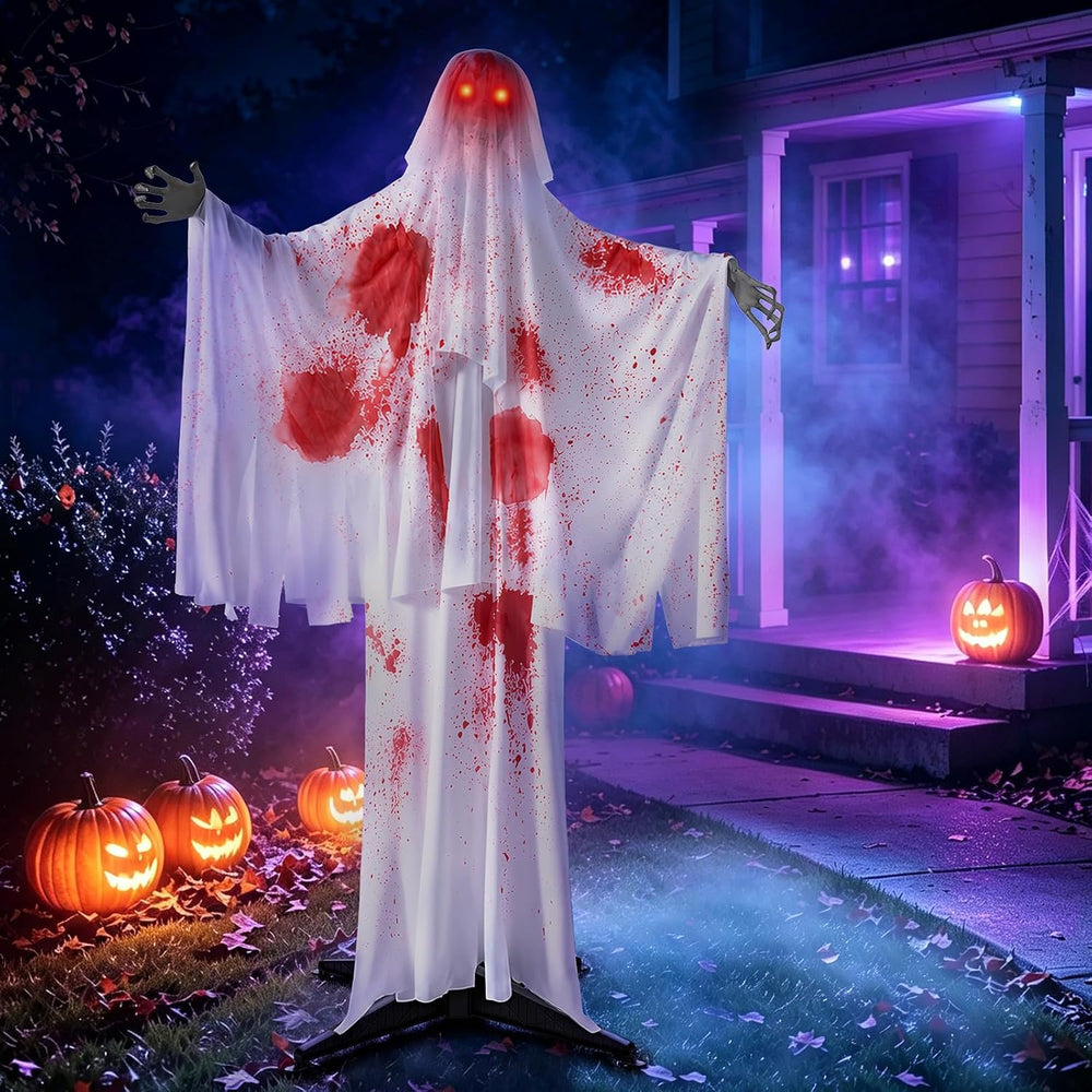 OUTON 67" Halloween Decorations Outdoor Animatronics Skeleton Ghost Decor