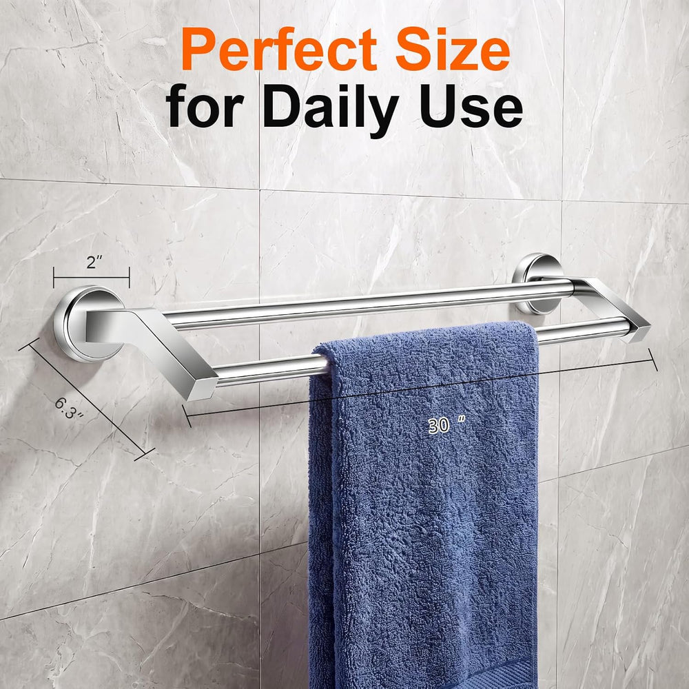 30" SUS304 Double Towel Bar,Chrome Wall Mount Towel Rack