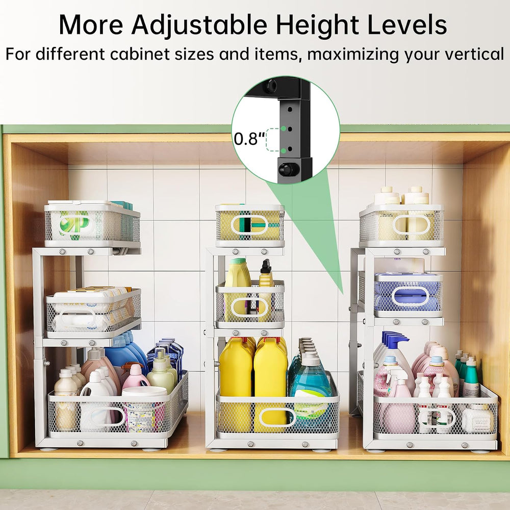 3-Tier Under Sink Organizer, Pull Out Cabinet Organizer for Kitchen & Bath