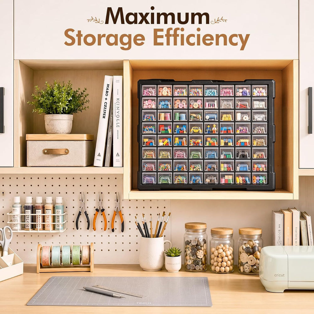 64-Drawer Organizer Craft Organizers and Storage with Dividers Labels