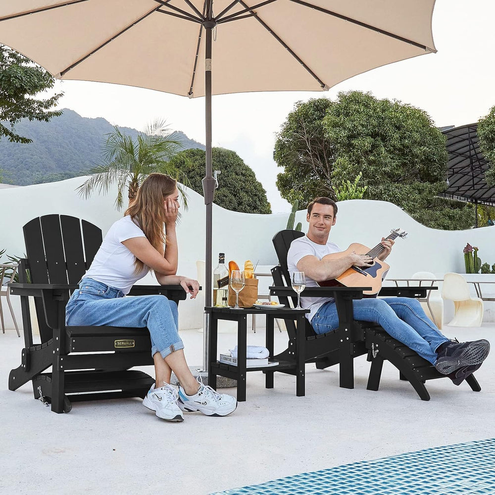 SERWALL Folding Adirondack Ottoman, No-Assembly Outdoor Footrest, All Weather...