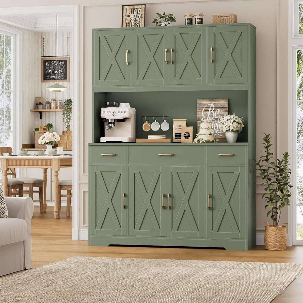 HOSTACK 71" Tall Kitchen Pantry Storage Cabinet, 55" W Kitchen Hutc...