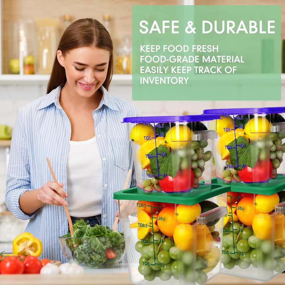 Lallisa 4 Pcs 8qt & 4qt Clear Food Storage Containers with Lids Handles a...