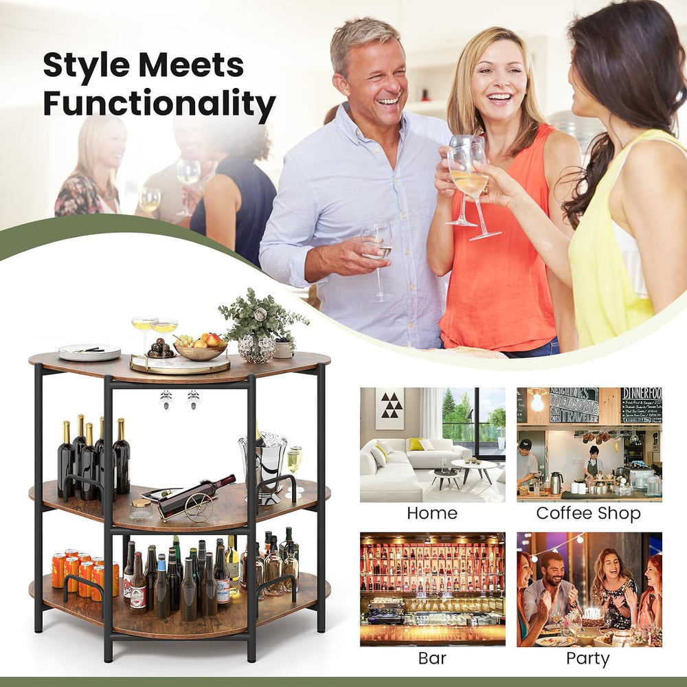 GIANTEX 3-Tier Bar Table, 48"x26"x40" Corner Cabinet, Liquor H...