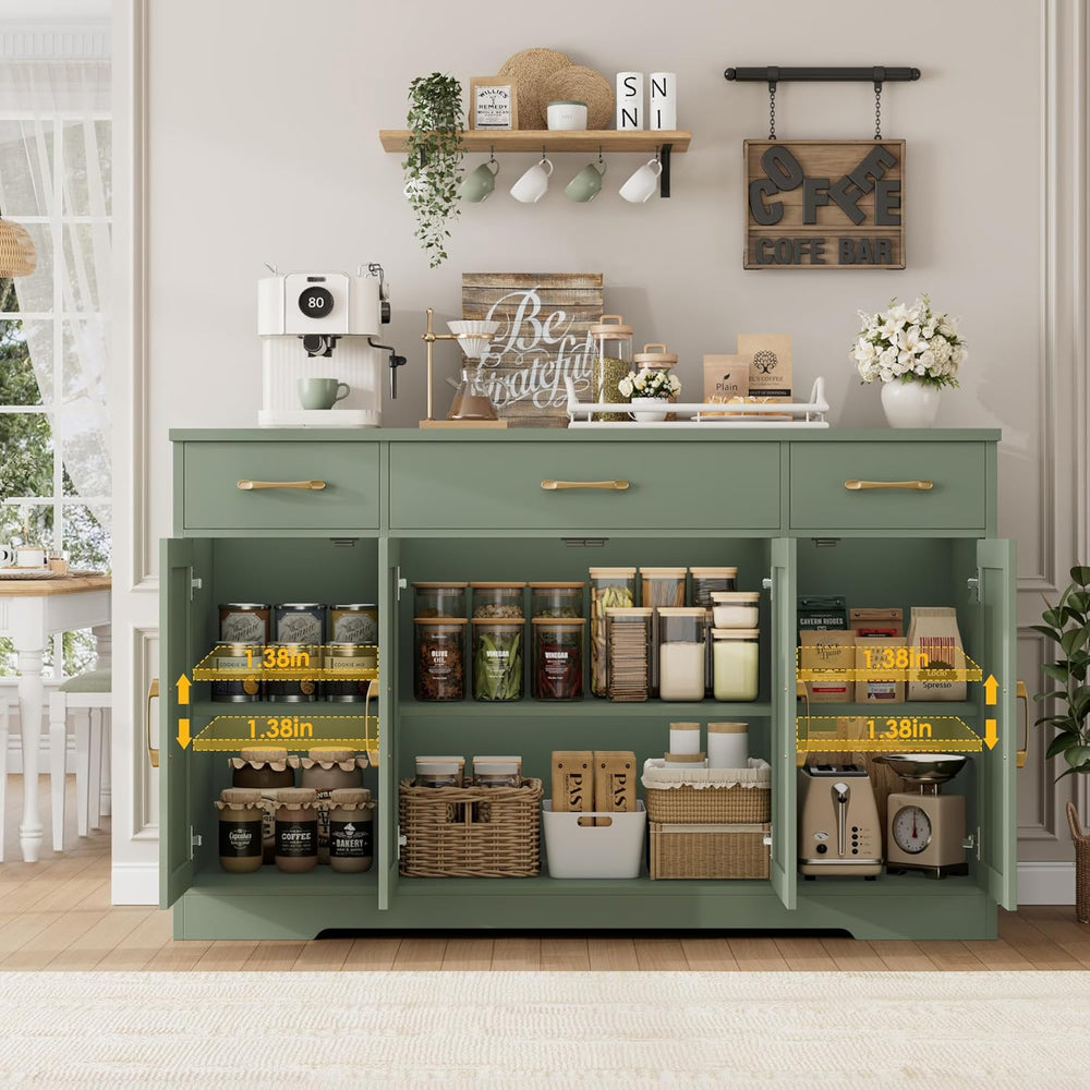 HOSTACK Kitchen Buffet Sideboard Storage Cabinet, Coffee Bar Cabinet, Green