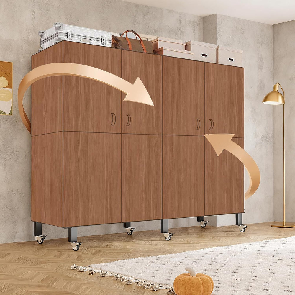 Heavy Duty Clothes Rack with Magnetic Door, Metal Foldable Covered Clothes Ra...