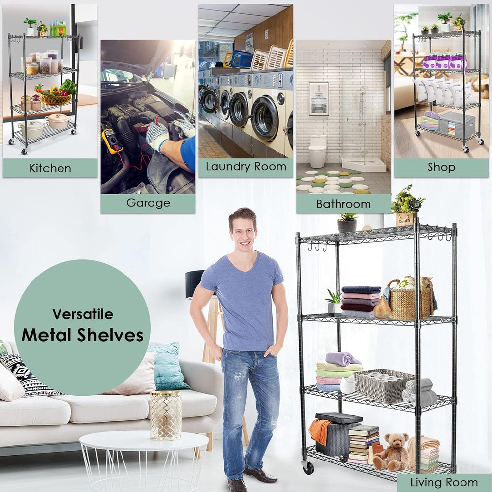 WDT 4-Tier Storage Shelves, Heavy Duty Metal Shelves Wire Rack Shelving Unit,...