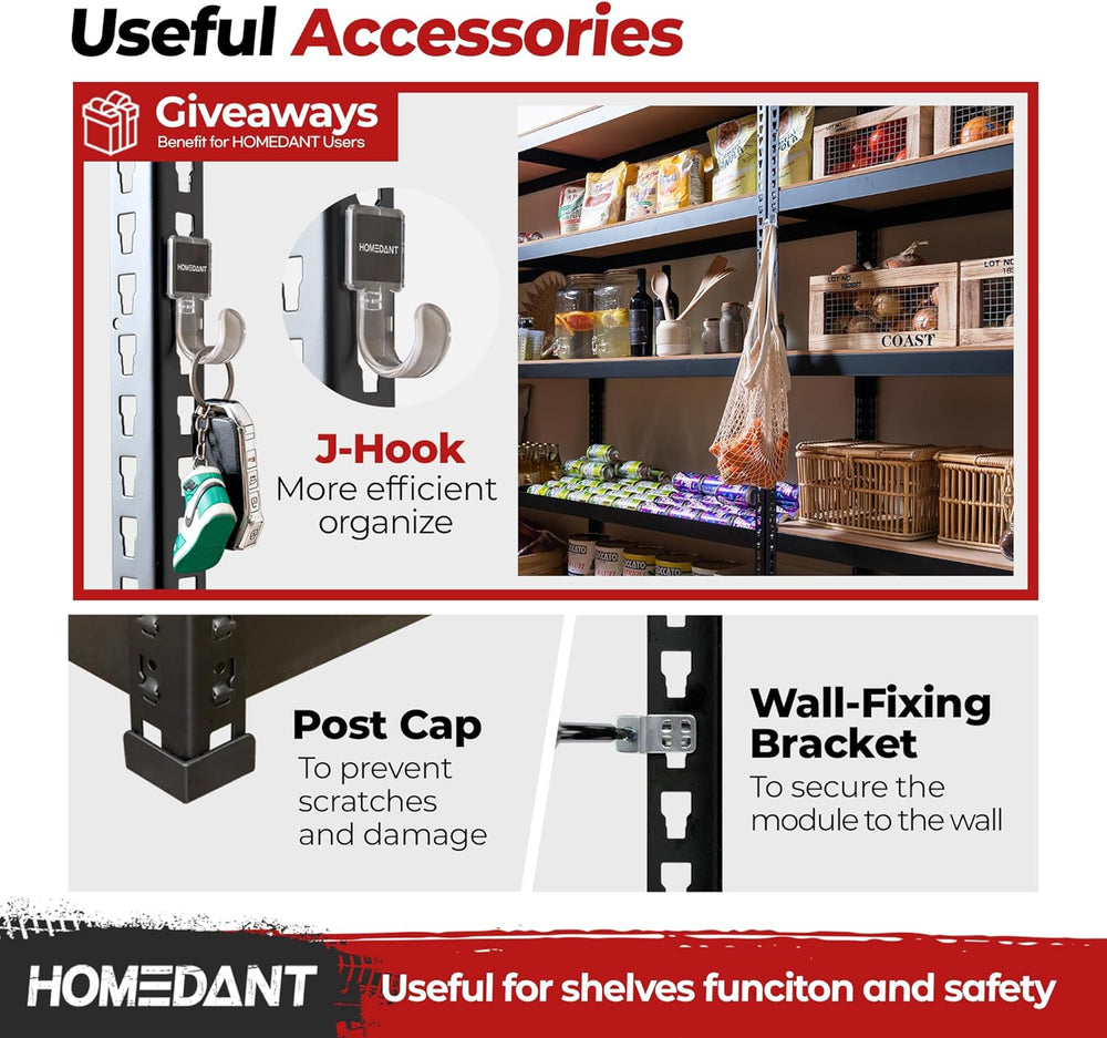 HOMEDANT Black 47.7" Deep 5 Tier Storage Shelves Garage Shelving Unit Metal