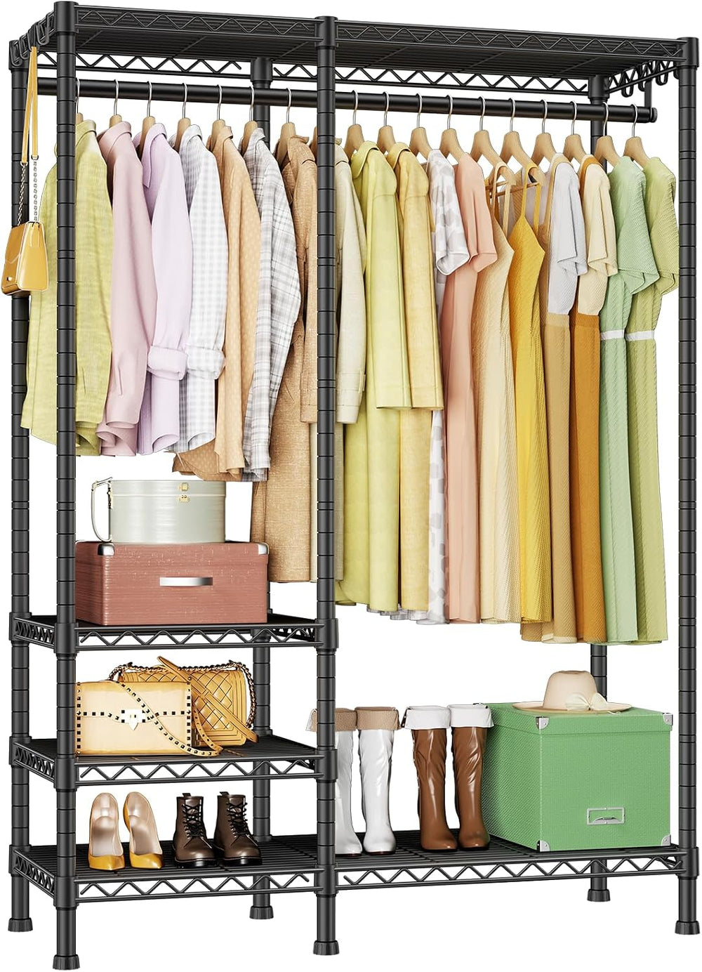 Ulif F4 Heavy Duty Clothes Rack (With Hanger Rod) Freestanding Clothing Racks...