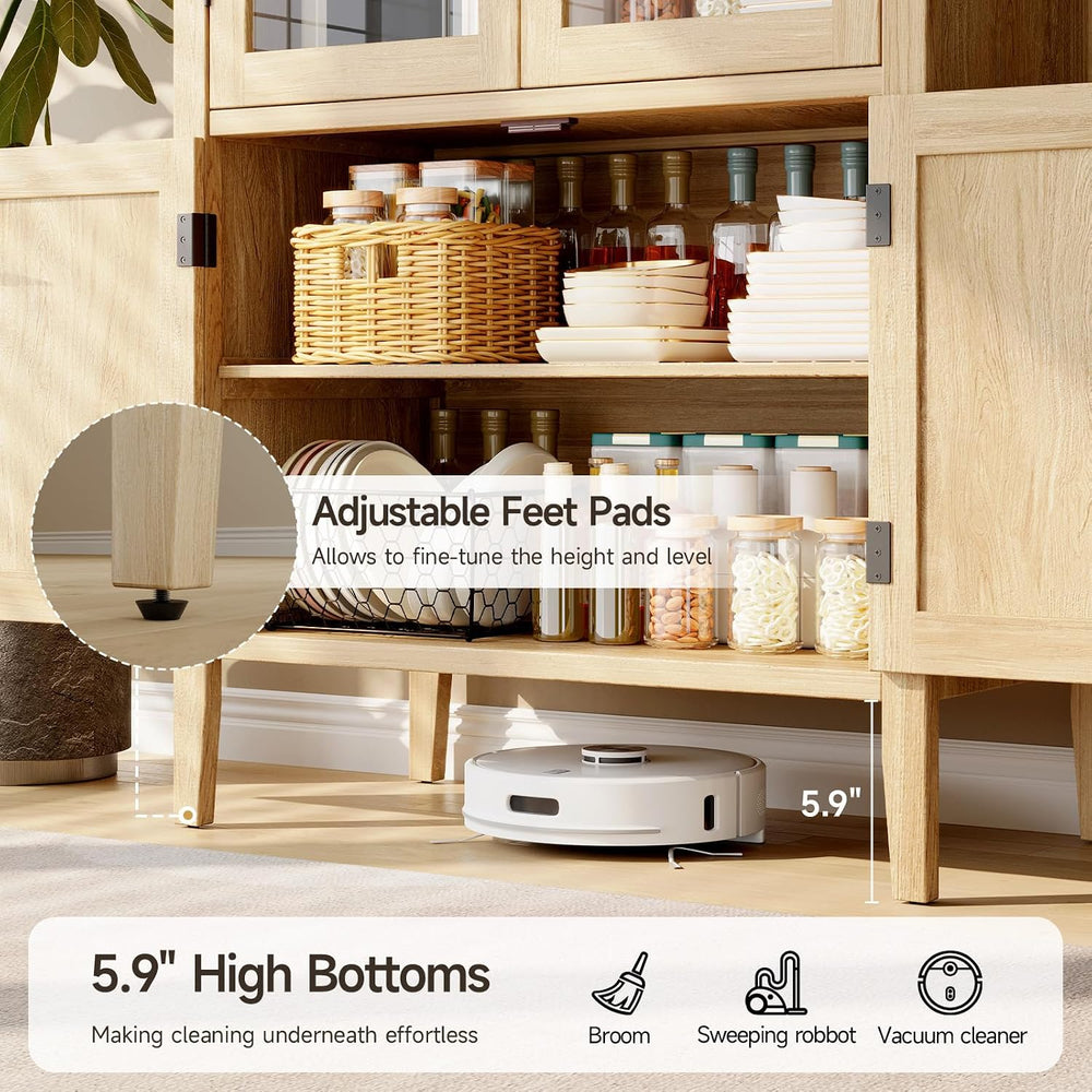 71" Tall 5-Tier Arched Cabinet, Arched Kitchen Pantry Cabinet Oak