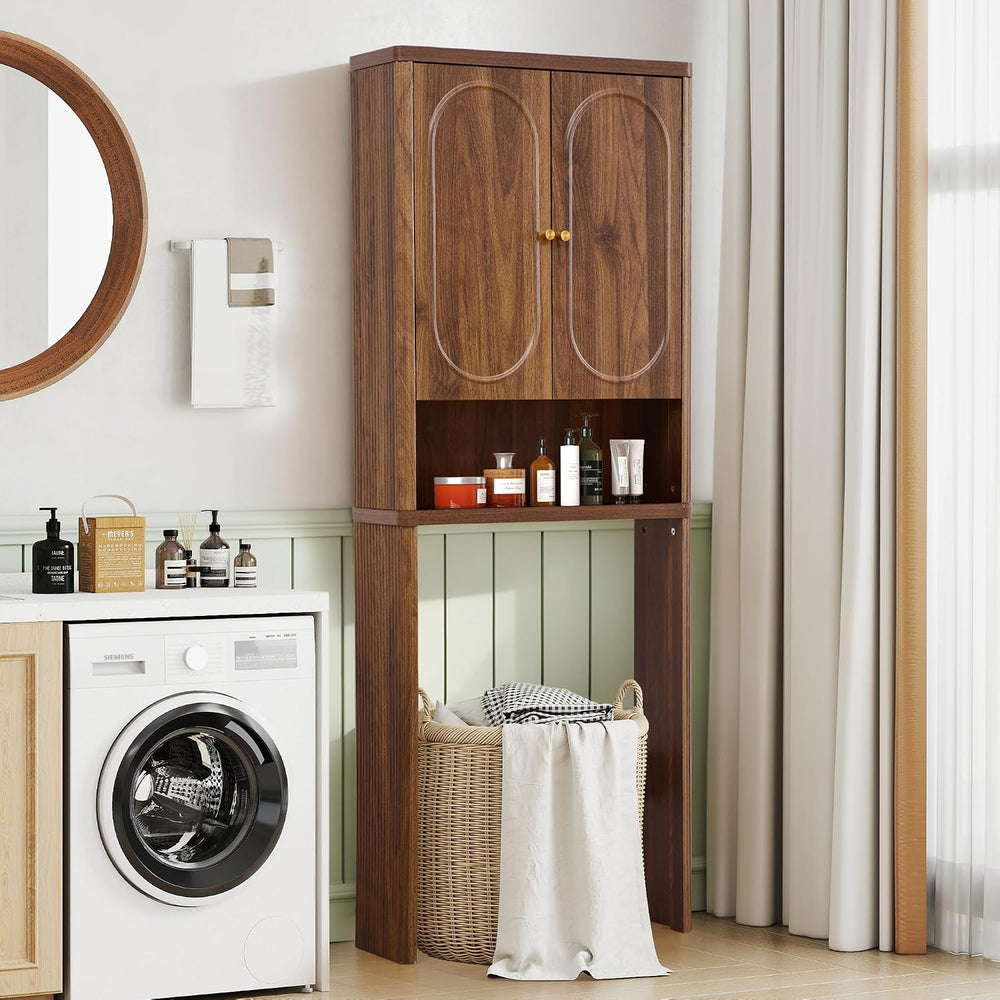 Fluted Over The Toilet Storage Cabinet, Bathroom Toilet Storage Cabinet with ...