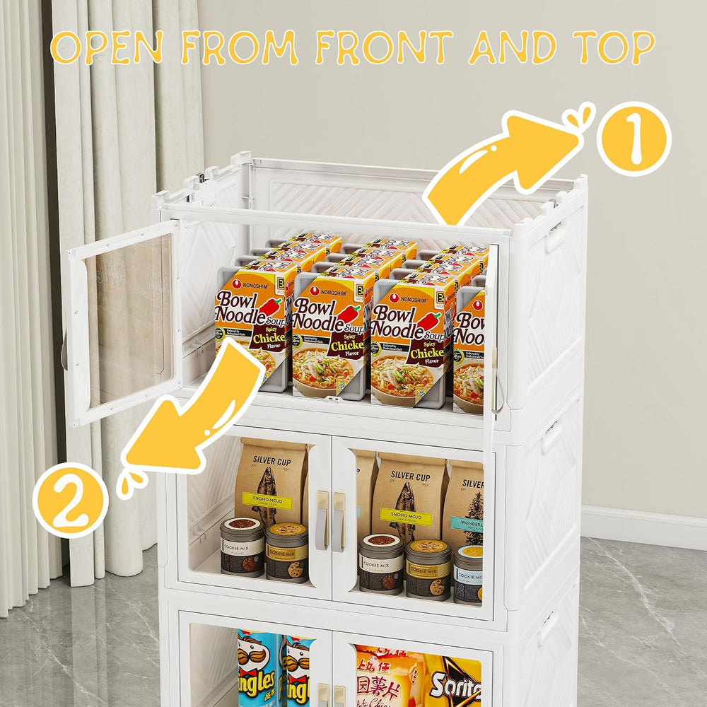 Stackable Storage Bins with Doors & Lids & Wheels,