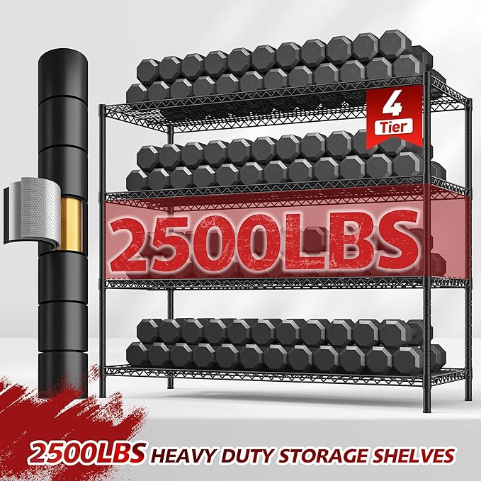 REIBII 55.5''W Storage Shelves 2500LBS Wire Shelving Rack (2PCS)
