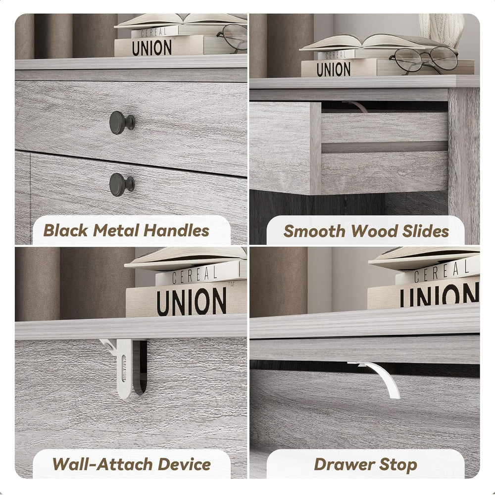 FTZxHKLX Shoe Rack Cabinet 2 Flip Drawers, Entryway Shoe Storage, Wash Grey