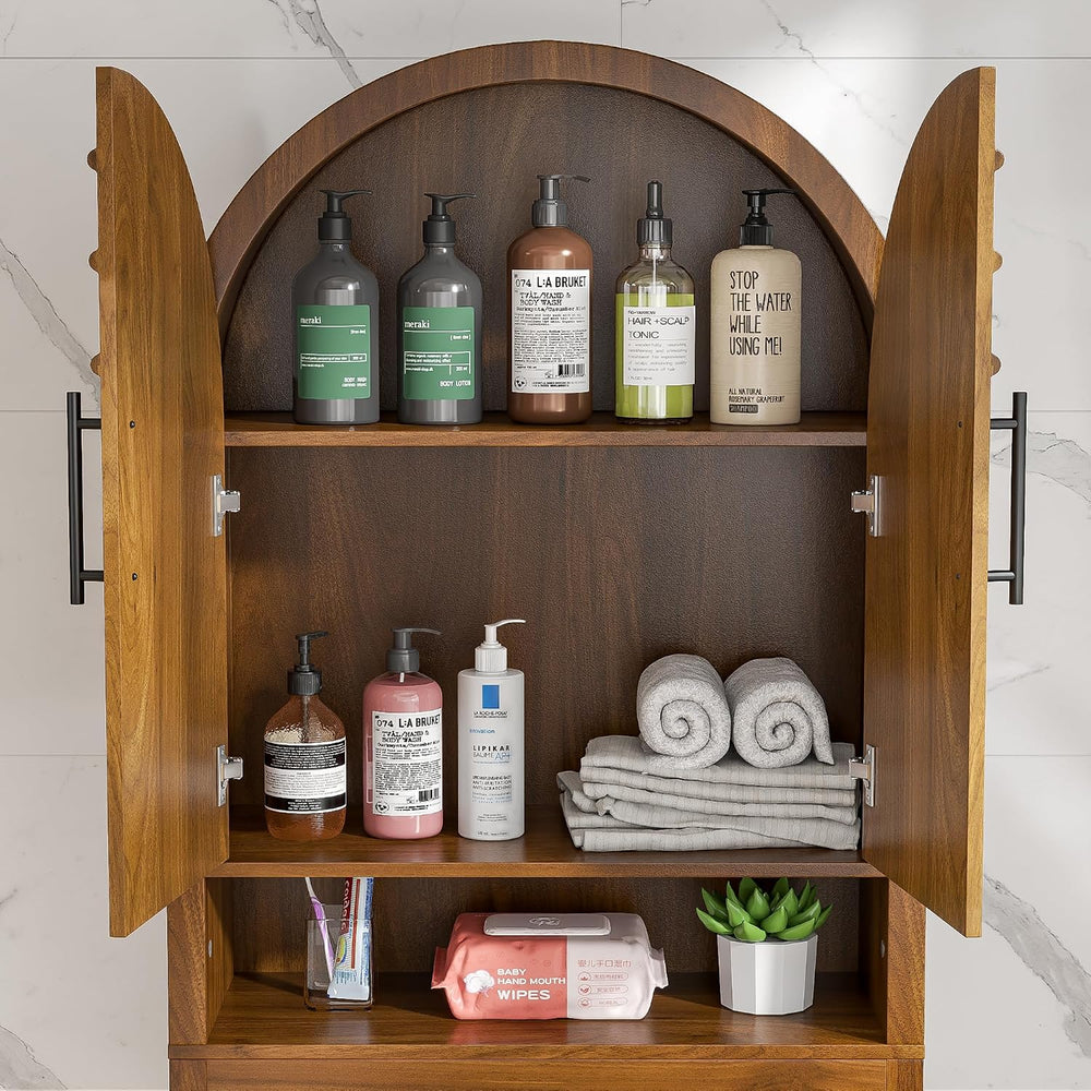 Over the Toilet Storage Cabinet, Wooden Bathroom Space Saver with Doors