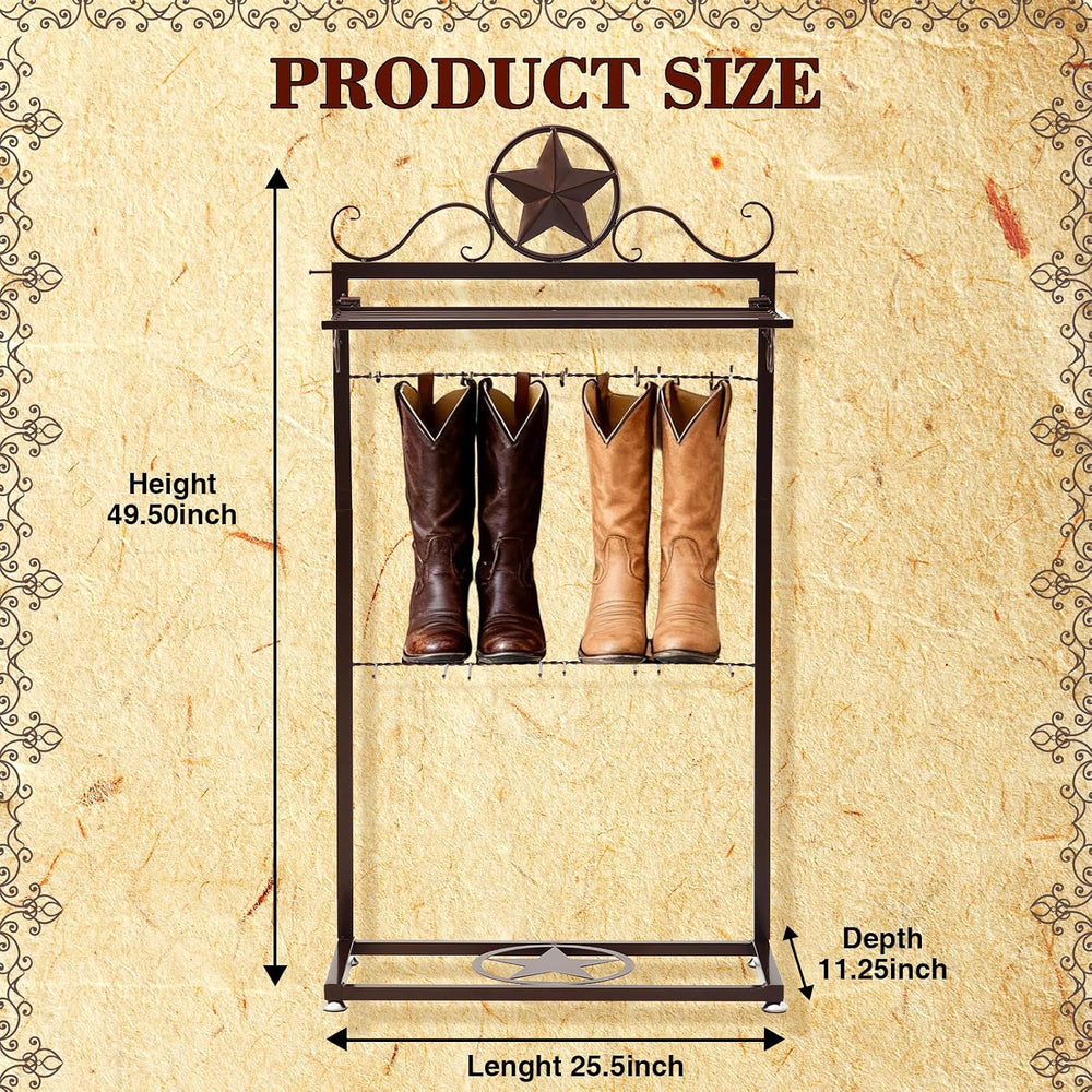 Novabright Western Boot Rack for 4 Pairs, Metal Star Freestanding Cowboy Boot...